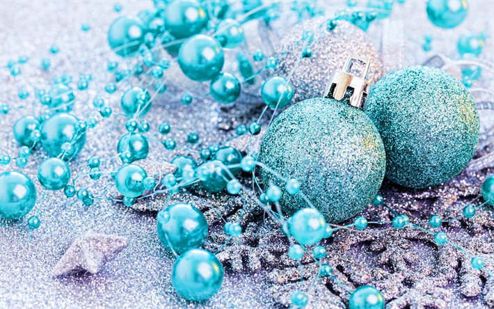 4k, blaue weihnachtskugeln, sterne, schneeflocken, blaues lametta, frohes neues jahr, weihnachtsdekorationen, weihnachtskugeln, blaue weihnachtshintergr&#252;nde, bokeh, neujahrskonzepte, frohe weihnachten