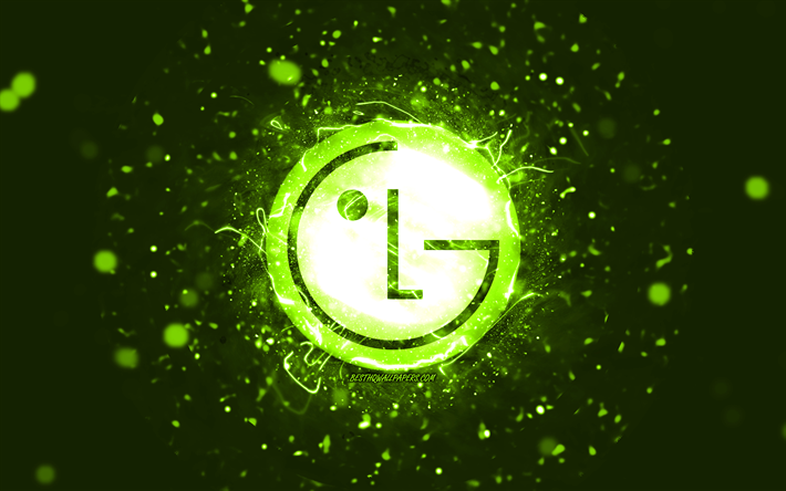 LG lime logo, 4k, lime neon valot, luova, lime abstrakti tausta, LG logo, tuotemerkit, LG