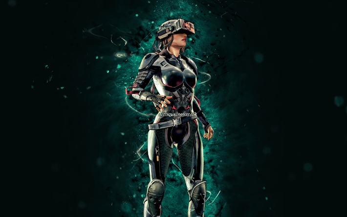 Netrunner, 4k, bl&#229; neonljus, Cyberpunk 2077, RPG, fan art, Cyberpunk 2077-karakt&#228;rer, Netrunner Cyberpunk