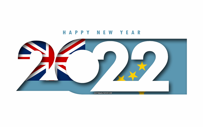 Mutlu Yıllar 2022 Tuvalu, beyaz arka plan, Tuvalu 2022, Tuvalu 2022 Yeni Yıl, 2022 kavramlar, Tuvalu, Tuvalu Bayrağı