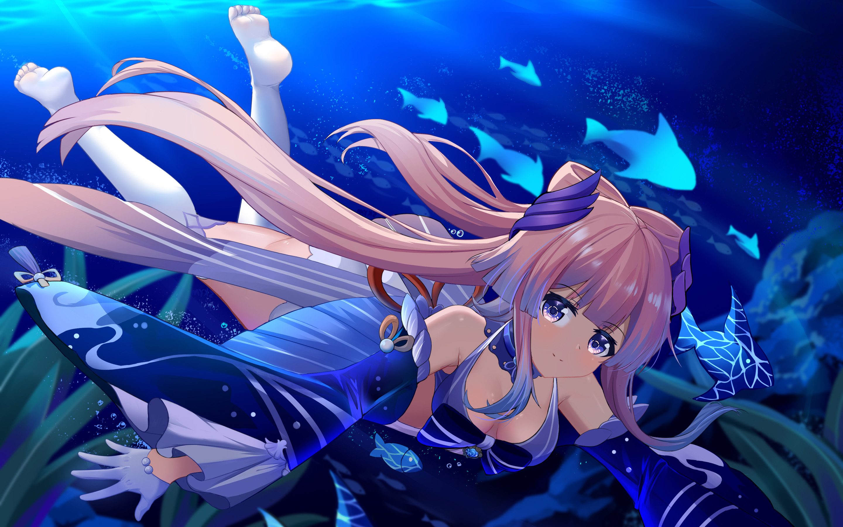 Download Wallpapers Sangonomiya Kokomi Underwater World Hydro Characters Genshin Impact