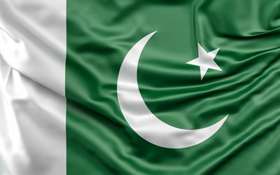 Pakistan flagga, 3d v&#229;gor bakgrund, 3d Pakistan flagga, nationell symbol, Pakistan, Pakistans flagga, Asien