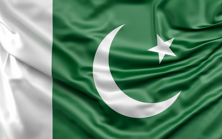 Pakistanin lippu, 3d aaltojen tausta, 3d Pakistanin lippu, kansallinen symboli, Pakistan, Aasia