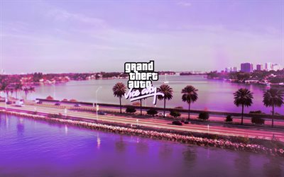 GTA Vice City, 4k, p&#244;ster, fan art, criativo, Grand Theft Auto Vice City, GTA