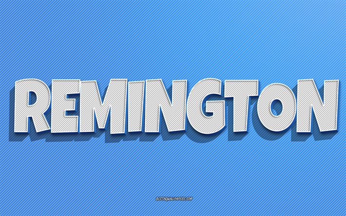 Remington, blue lines background, wallpapers with names, Remington name, male names, Remington greeting card, line art, picture with Remington name