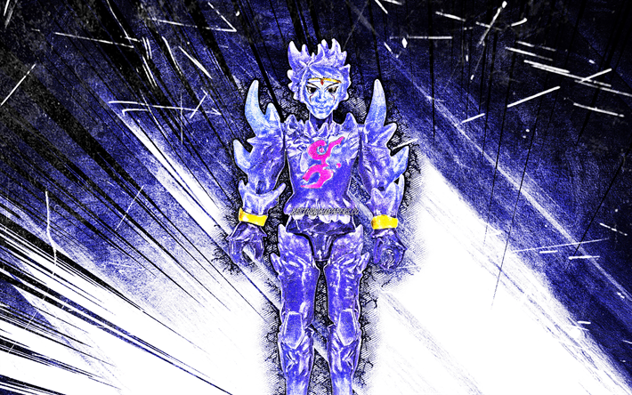 4k, Crystello the Crystal God, grunge art, Roblox, fan art, Roblox characters, blue abstract rays, Crystello the Crystal God Roblox