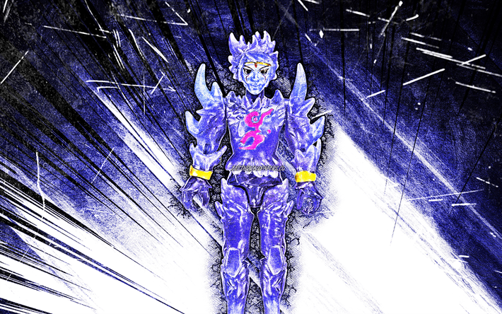 4k, Crystello the Crystal God, grunge art, Roblox, fan art, Roblox-hahmot, siniset abstraktit s&#228;teet, Crystello the Crystal God Roblox