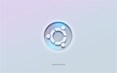 Ubuntu logo, cut out 3d text, white background, Ubuntu 3d logo, Ubuntu emblem, Ubuntu, embossed logo, Ubuntu 3d emblem, Linux