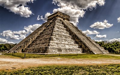 Chichen Itza, pyramid, Maya, Yucatan, Mexico, Maya civilization, HDR, North America, Mayan Pyramids