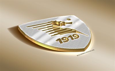 MEILLE Salernitana 1919, Italian football club, golden hopea logo, Salerno, Italia, Serie B, 3d kultainen tunnus, luova 3d art, jalkapallo