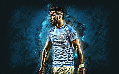 Sergio Aguero del Manchester City FC, l&#39;attaccante, la gioia, la pietra blu, calciatori famosi, calcio, calciatori Argentini, grunge, Premier League, Inghilterra, Aguero