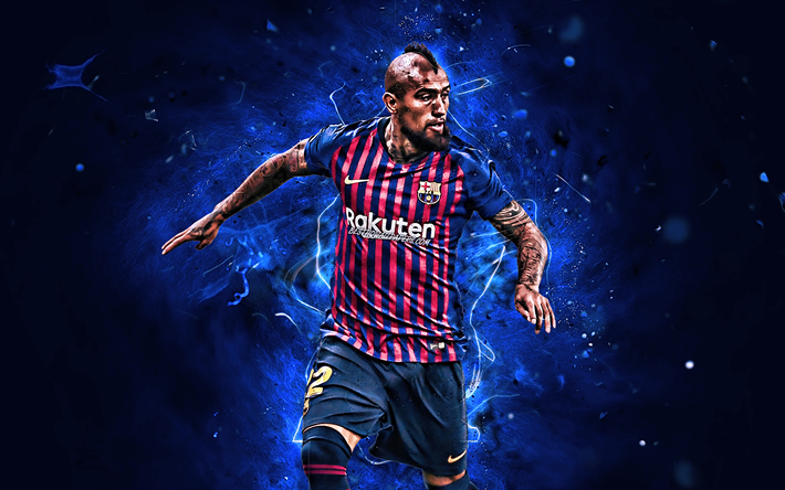 Arturo Vidal, FCB, yakın, FC Barcelona, İspanya, UEFA, futbol, neon ışıkları, Barca, Şilili futbolcular, LaLiga