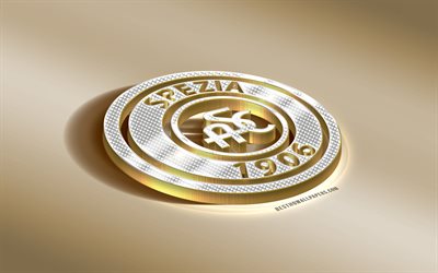 Spezia Calcio, Italian football club, golden silver logo, La Spezia, Italy, Serie B, 3d golden emblem, creative 3d art, football