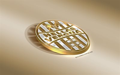 Hellas Verona FC, Italiano de futebol do clube, ouro prata logotipo, Verona, It&#225;lia, Serie B, 3d emblema de ouro, criativo, arte 3d, futebol
