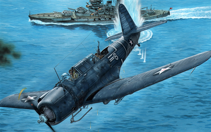 Vought SB2U Vindicador, Americana con base en portaaviones de bombardero en picado, SB2U, aviones militares de la II Guerra Mundial, la Marina de los Estados unidos