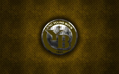BSC Young Boys, club Suisse de football, métal jaune texture, en métal, logo, emblème, Berne, Suisse-Super League Suisse, art créatif, football