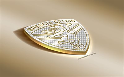 Brescia Calcio, Italian football club, golden silver logo, Brescia, Italy, Serie B, 3d golden emblem, creative 3d art, football, BSFC