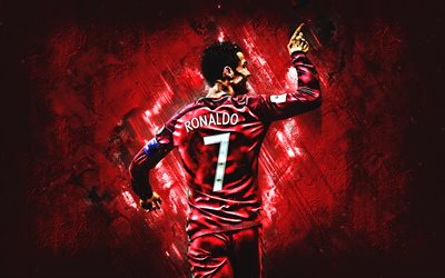 Cristiano Ronaldo, Portugal national football team, striker, joy, red stone, famous footballers, football, CR7, portuguese footballers, grunge, Portugal