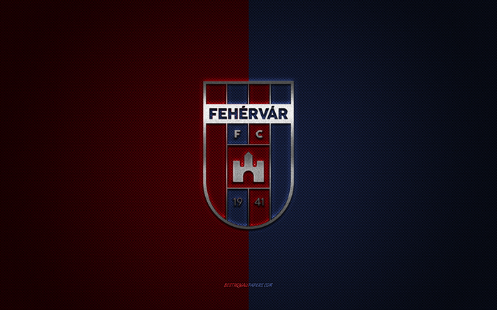 Fehervar FC, squadra di calcio ungherese, logo blu-rosso, sfondo in fibra di carbonio blu-rosso, Nemzeti Bajnoksag I, calcio, NB I, Szekesfehervar, Ungheria, logo Fehervar FC