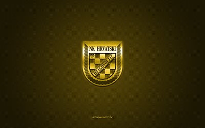 NK Hrvatski Dragovoljac, clube de futebol croata, logotipo amarelo, fundo de fibra de carbono amarela, Druga HNL, futebol, Novi Zagreb, Cro&#225;cia, logotipo NK Hrvatski Dragovoljac