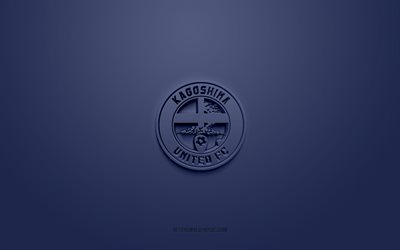 Kagoshima United FC, creative 3D logo, blue background, J3 League, 3d emblem, Japan Football Club, Kagoshima, Japan, 3d art, football, Kagoshima United FC 3d logo