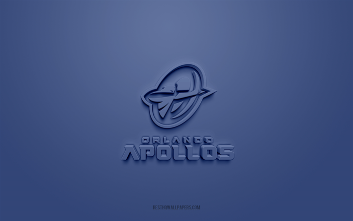Orlando Apollos, luova 3D-logo, sininen tausta, AAF, 3d-tunnus, Alliance of American Football, amerikkalainen jalkapalloseura, USA, 3d-taide, amerikkalainen jalkapallo, Orlando Apollosin 3d-logo