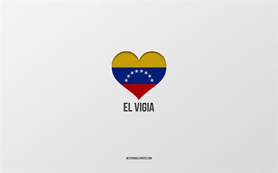 I Love El Vigia, Colombian cities, Day of El Vigia, gray background, El Vigia, Colombia, Colombian flag heart, favorite cities, Love El Vigia