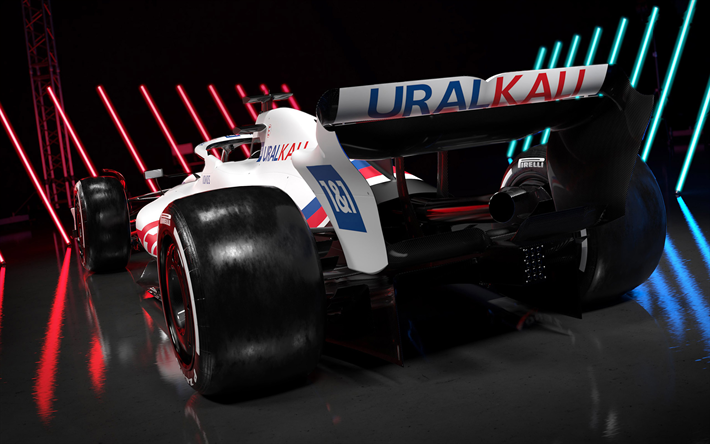 2022, Haas VF-22, F1 car, 4k, rear view, exterior, Formula 1, VF-22 2022, racing car, Haas F1 Team