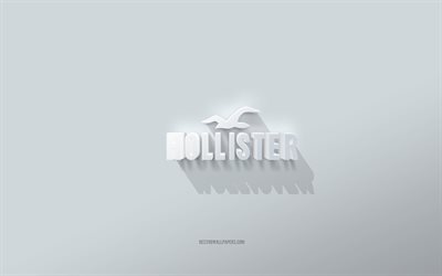 Hollister logotipo, fundo branco, Hollister logotipo 3d, Arte 3d, Hollister, 3d Hollister emblema