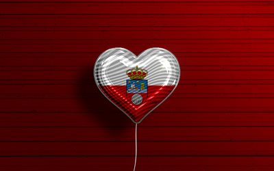 I Love Cantabria, 4k, realistiset ilmapallot, punainen puinen tausta, Cantabrian p&#228;iv&#228;, Espanjan maakunnat, Kantabrian lippu, Espanja, ilmapallo lipulla, Cantabria