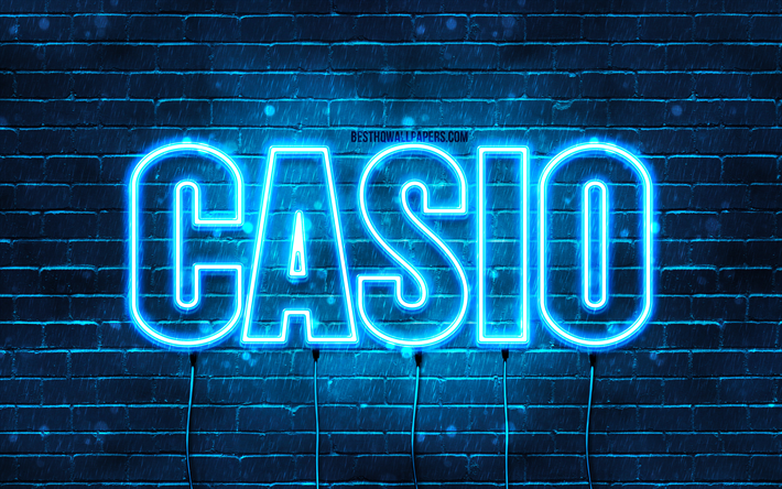 Casio, 4k, isimleri, Casio adı, mavi neon ışıkları, Casio Doğum g&#252;n&#252;, Doğum g&#252;n&#252;n kutlu olsun Casio, pop&#252;ler İtalyan erkek isimleri, Casio adıyla resimli duvar kağıtları