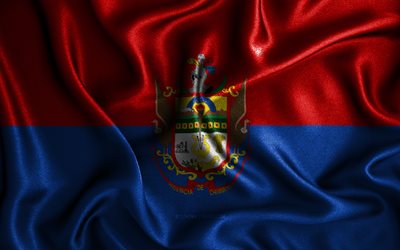 Chimborazo bandeira, 4k, seda ondulada bandeiras, prov&#237;ncias equatorianas, Dia do Chimborazo, tecido bandeiras, Bandeira do Chimborazo, Arte 3D, Chimborazo, Prov&#237;ncias do Equador, Chimborazo 3D bandeira, Equador
