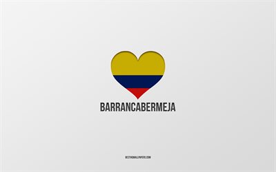Amo Barrancabermeja, citt&#224; colombiane, Giorno di Barrancabermeja, sfondo grigio, Barrancabermeja, Colombia, cuore della bandiera colombiana, citt&#224; preferite, Love Barrancabermeja