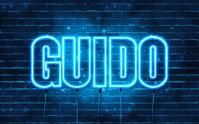 Guido, 4k, wallpapers with names, Guido name, blue neon lights, Guido Birthday, Happy Birthday Guido, popular italian male names, picture with Guido name