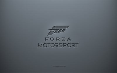 Forza Horizon logosu, gri yaratıcı arka plan, Forza Horizon amblemi, gri kağıt dokusu, Forza Horizon, gri arka plan, Forza Horizon 3d logosu