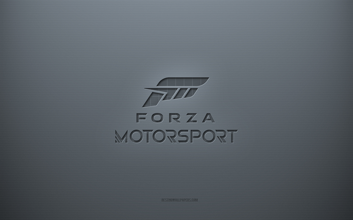 Logo Forza Horizon, fond cr&#233;atif gris, embl&#232;me Forza Horizon, texture de papier gris, Forza Horizon, fond gris, logo Forza Horizon 3d