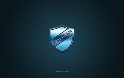 クラブボリバル, ボリビアサッカークラブ, 青いロゴ, 青い炭素繊維の背景, ボリビアプリメーラ部門, サッカー, ボリビア, クラブボリバルのロゴ