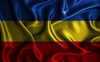 Canar-flagga, 4k, v&#229;giga sidenflaggor, ecuadorianska provinser, Canars dag, tygflaggor, Canars flagga, 3D-konst, Canar, Ecuadors provinser, Canars 3D-flagga, Ecuador