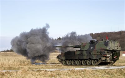 PzH 2000, Panzerhaubitze 2000, armored howitzer, shot, range, German armored vehicles, German self-propelled artillery, Germany