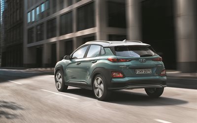 Hyundai Kona Elettrico, 2018, 4k, vista posteriore, esterno, auto nuove, crossover elettrico, Hyundai