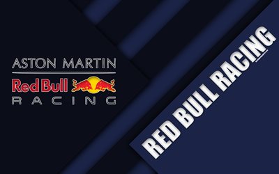 Aston Martin Red Bull Racing, Red Bull F1, 4k, Formula 1, tunnus, logo, materiaali suunnittelu, abstraktio, kaudella 2018, F1 race, Red Bull