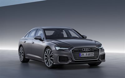 Audi A6, 2019, 5&#170; Gera&#231;&#227;o, C8, 4k, sedan de luxo, classe executiva, exterior, vista frontal, nova prata A6, Carros alem&#227;es, 50 TDI quattro S line, Audi