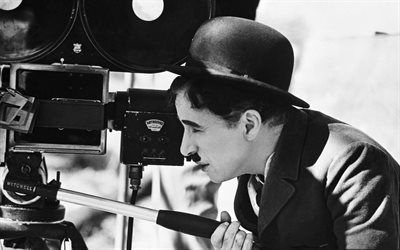 Charlie Chaplin, American actor, portrait, black and white photo, Sir Charles Spencer Chaplin