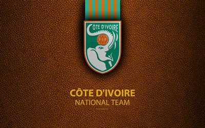 Ivory Coast national football team, The Elephants, 4K, leather texture, Africa, Federation Ivoirienne de Football, FIF, emblem, logo, Cote dIvoire, football, Ivory Coast