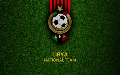 Libya national football team, 4k, leather texture, Africa, Libyan Football Federation, emblem, logo, Libya, football