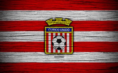 Curico United FC, 4k, logo, Chilen Primera Division, jalkapallo, football club, Chile, Curico Unido, puinen rakenne, FC Curico Unido