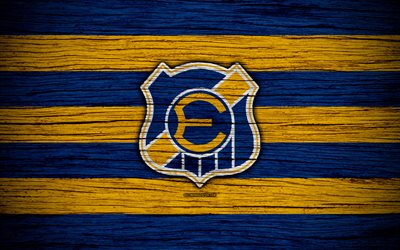 Everton de Vi&#241;a FC, 4k, el logotipo, el Chile de la Primera Divisi&#243;n, f&#250;tbol, club de f&#250;tbol de Chile, Everton de Vi&#241;a, de madera de textura, FC Everton de Vi&#241;a