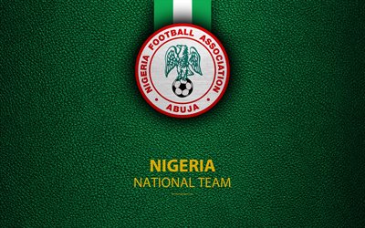 Nigeria national football team, 4k, leather texture, Africa, Nigeria Football Federation, NFF, emblem, logo, Nigeria, football