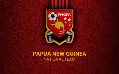 Papua Yeni Gine Milli Futbol Takımı, 4k, deri dokusu, Afrika, amblem, Futbol Federasyonu, logo, Papua Yeni Gine, futbol