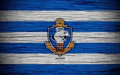 Antofagasta FC, 4k, le logo, la Primera Division Chilienne, football, club de football, Chili, Antofagasta, texture de bois, le FC Antofagasta